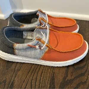 Hey Dude Varsity Orange and Gray Shoes